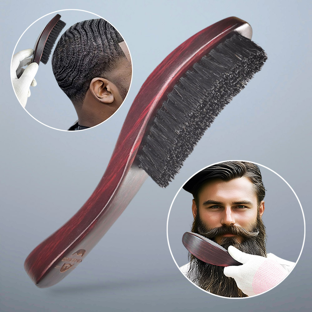 Men'S Grooming Hair - Gracemen 360 Wellenbürste mit Gebogenem Holzgriff